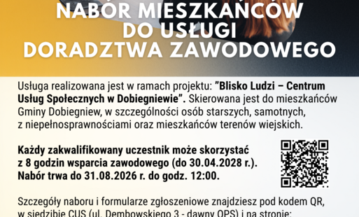 Zdjęcie do Ruszył nab&oacute;r dorosłych mieszkańc&oacute;w Gminy Dobiegniew do bezpłatnych usług doradztwa zawodowego, realizowanych w ramach projektu &bdquo;Blisko Ludzi&rdquo;